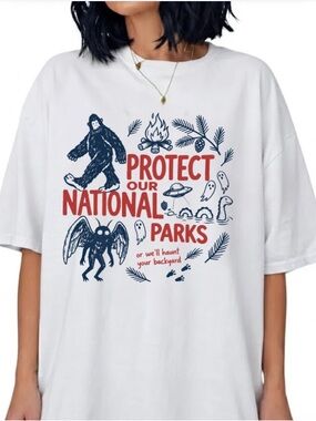 Protect Our National Parks Bigfoot Mothman UFO Loch Ness Monster Vintage T-Shirt
